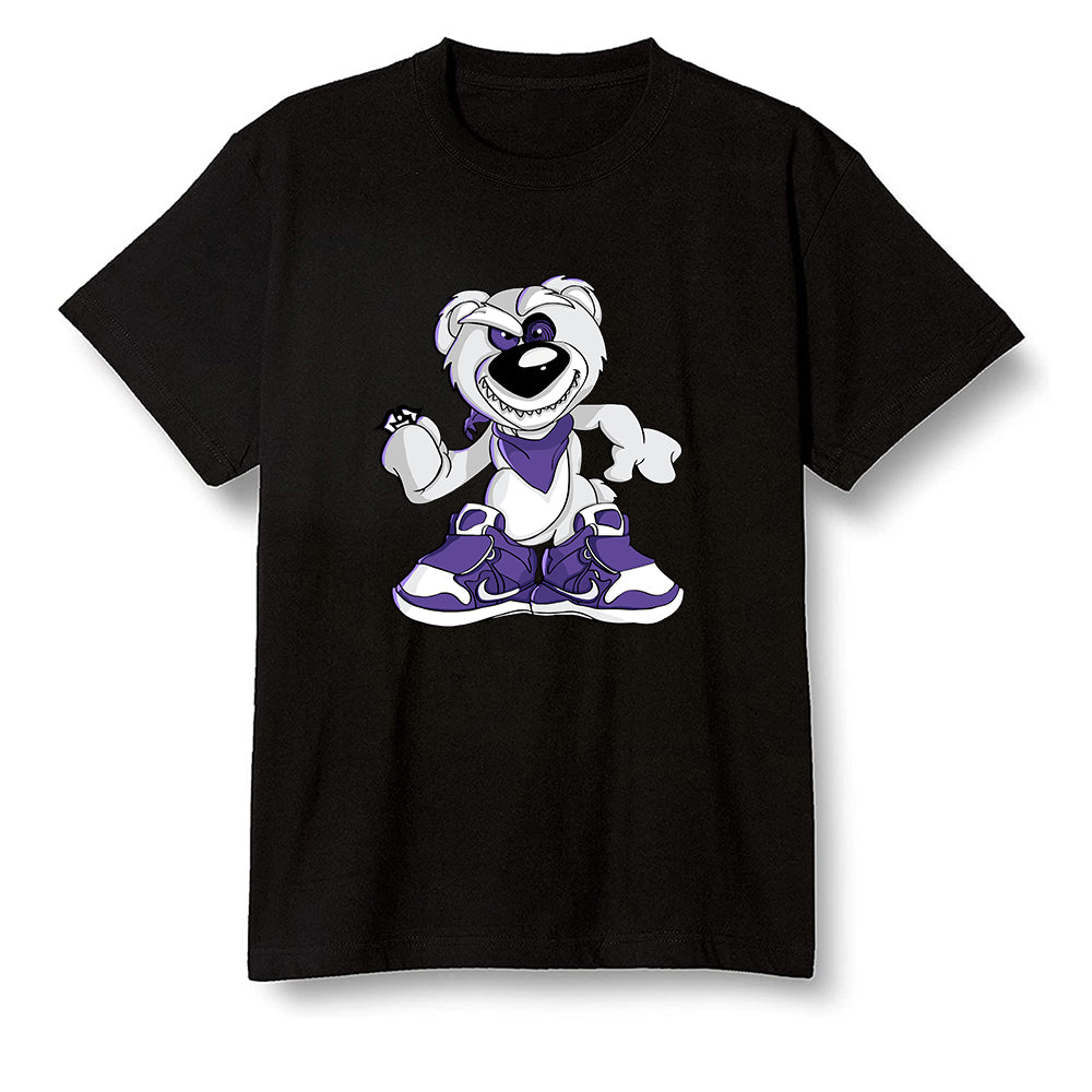 Pop Colour AJ1 Retro High OG Court Purple - Crazy bear - Black Men T-shirt