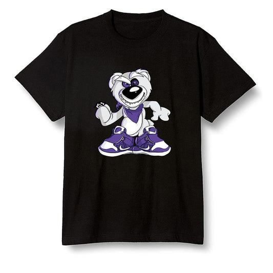 Pop Colour AJ1 Retro High OG Court Purple - Crazy bear - Black Men T-shirt