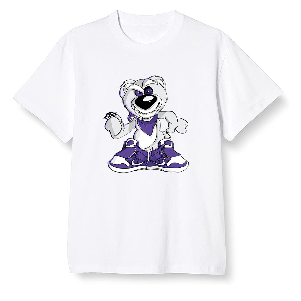 Pop Colour AJ1 Retro High OG Court Purple - Crazy bear - White Men T-shirt
