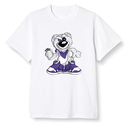 Pop Colour AJ1 Retro High OG Court Purple - Crazy bear - White Men T-shirt