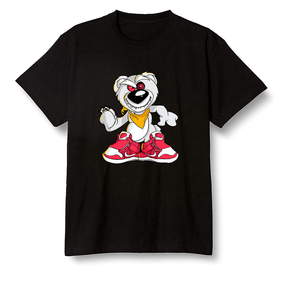Pop Colour AJ1 Retro High OG Light Fusion Red - Crazy bear - Black Men T-shirt