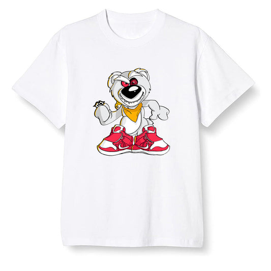 Pop Colour AJ1 Retro High OG Light Fusion Red - Crazy bear - White Men T-shirt