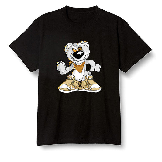 Pop Colour AJ1 Retro High OG NRG Gold TOE - Crazy bear - Black Men T-shirt