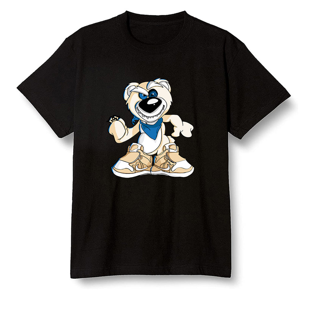 Pop Colour AJ1 Low Travis Scott X Fragment - Crazy bear - Black Men T-shirt