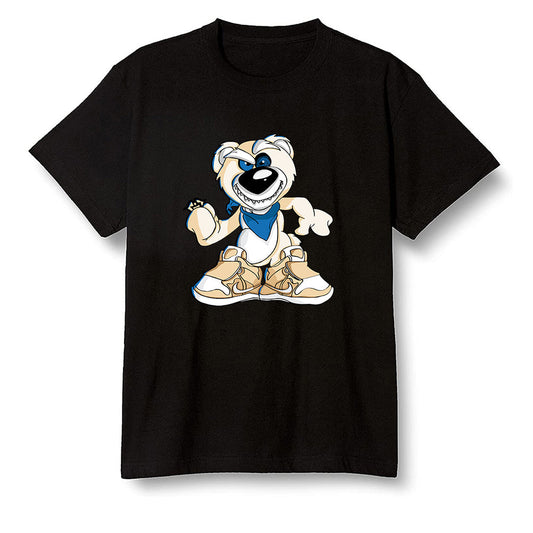 Pop Colour AJ1 Low Travis Scott X Fragment - Crazy bear - Black Men T-shirt