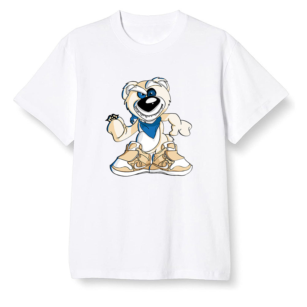 Pop Colour AJ1 Low Travis Scott X Fragment - Crazy bear - White Men T-shirt
