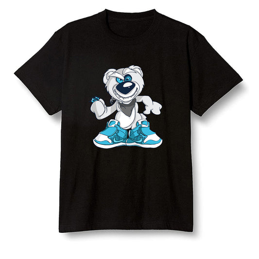 Pop Colour AJ13 Retro Obsidian Powder Blue - Crazy bear - Black Men T-shirt