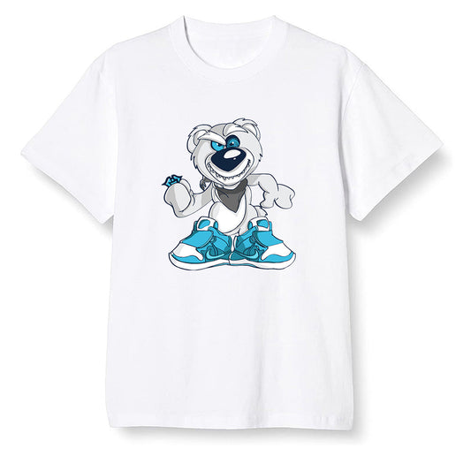 Pop Colour AJ13 Retro Obsidian Powder Blue - Crazy bear - White Men T-shirt