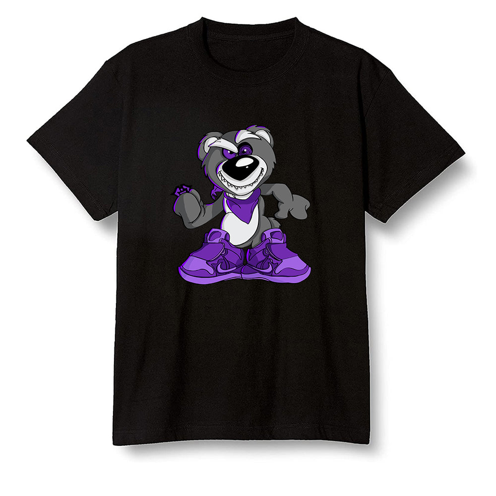 Pop Colour AJ13 Retro Court Purple - Crazy bear - Black Men T-shirt