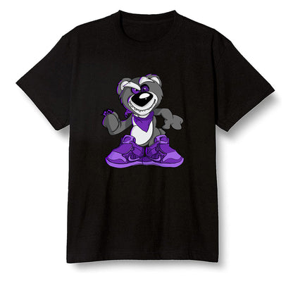 Pop Colour AJ13 Retro Court Purple - Crazy bear - Black Men T-shirt