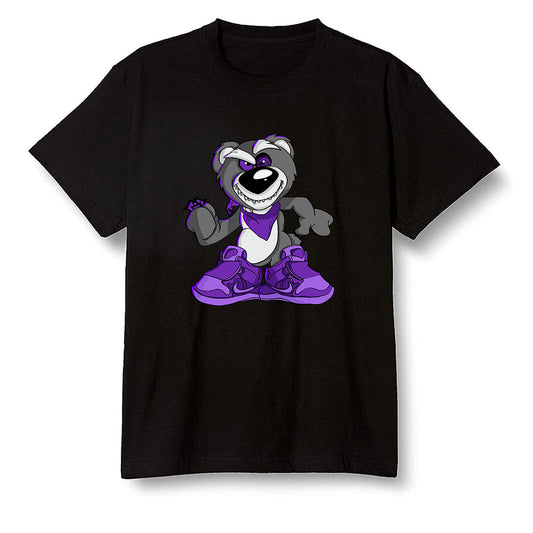 Pop Colour AJ13 Retro Court Purple - Crazy bear - Black Men T-shirt
