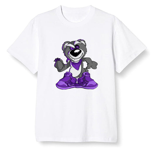 Pop Colour AJ13 Retro Court Purple - Crazy bear - White Men T-shirt
