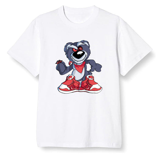 Pop Colour AJ6 Retro 'Doernbecher' 2019 Midnight Navy/White-Varsity Red-Metallic Gold - Crazy bear - White Men T-shirt