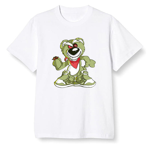 Pop Colour AJ6 Retro SP Travis Scott - Medium Olive - Crazy bear - White Men T-shirt