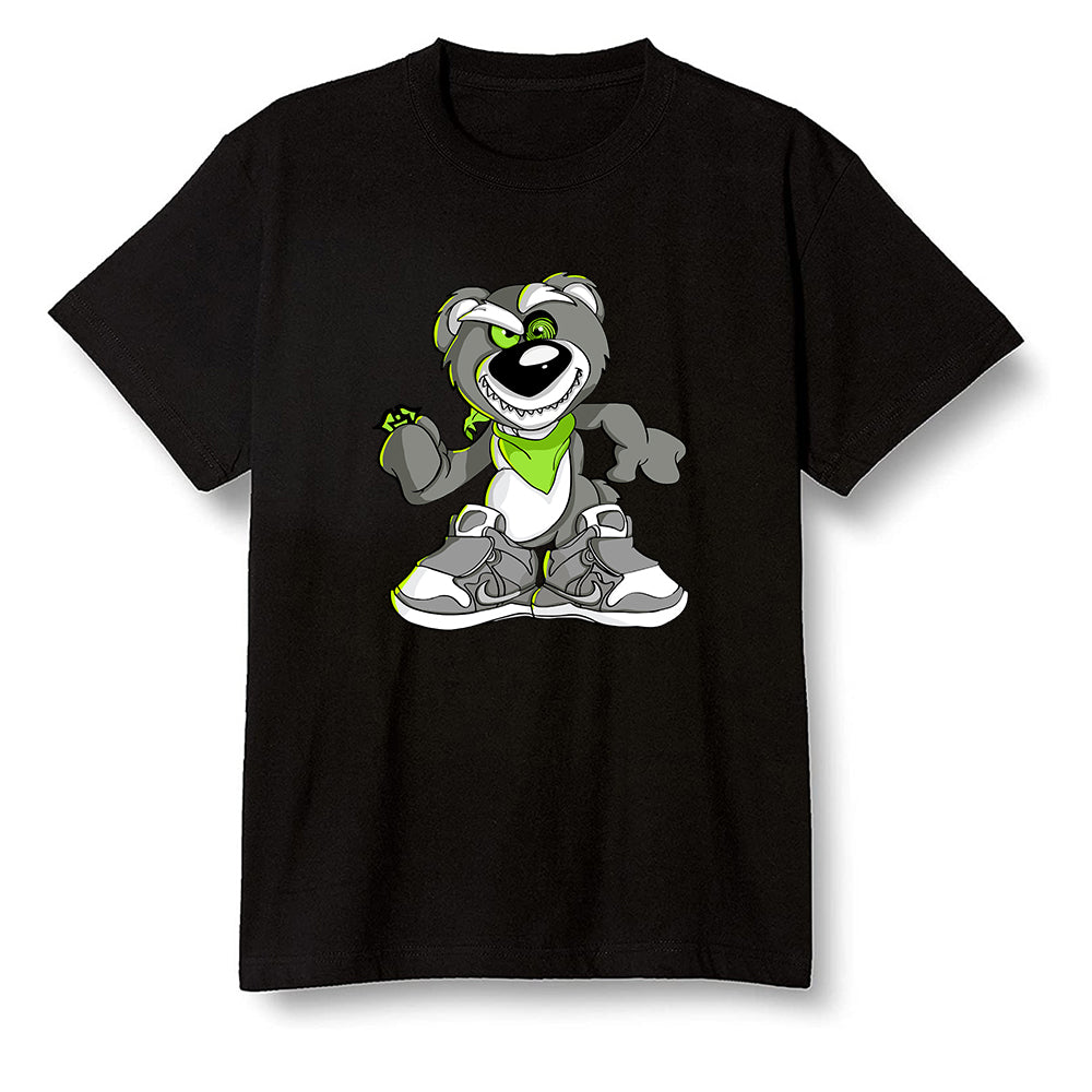 Pop Colour AJ6 Retro Electric Green - Crazy bear - Black Men T-shirt