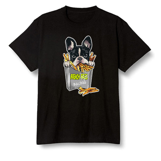 Pop Colour AJ1 Mid Grey Volt - Cute dog eating french fries - Black Men T-shirt