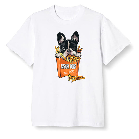 Pop Colour AJ1 Retro High OG Shattered Backboard - Cute dog eating french fries - White Men T-shirt