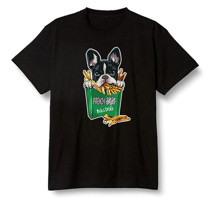 Pop Colour AJ1 Retro High OG Pine Green J10456 - Cute dog eating french fries - Black Men T-shirt