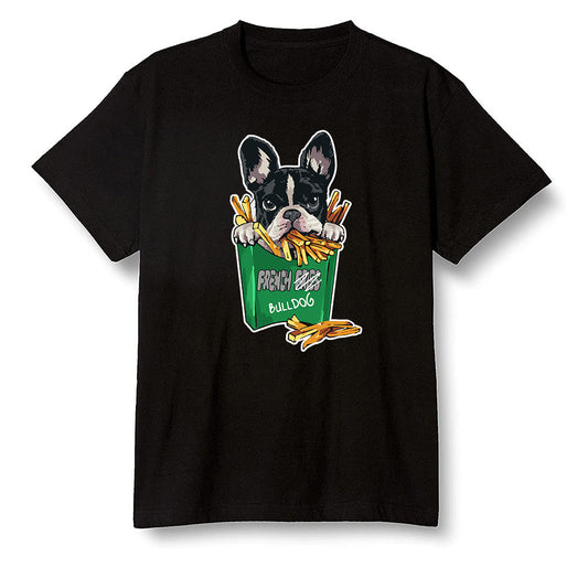 Pop Colour AJ1 Retro High OG Pine Green J10456 - Cute dog eating french fries - Black Men T-shirt
