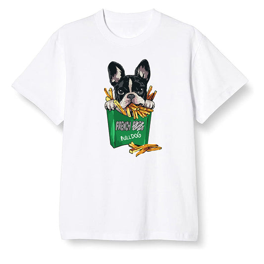 Pop Colour AJ1 Retro High OG Pine Green J10456 - Cute dog eating french fries - White Men T-shirt