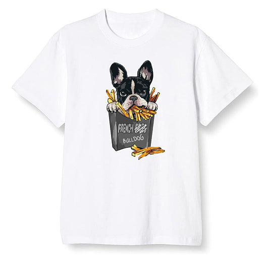 Pop Colour AJ1 Retro High OG Rebellionaire - Cute dog eating french fries - White Men T-shirt