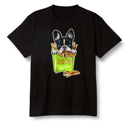 Pop Colour AJ1 Retro High OG Volt Gold - Cute dog eating french fries - Black Men T-shirt