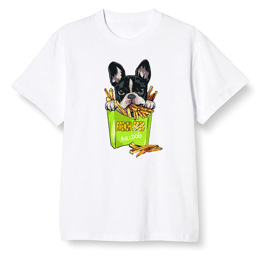 Pop Colour AJ1 Retro High OG Volt Gold - Cute dog eating french fries - White Men T-shirt