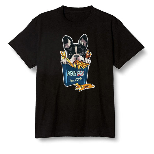 Pop Colour AJ1 Retro High OG Tokyo Bio Hack - Cute dog eating french fries - Black Men T-shirt