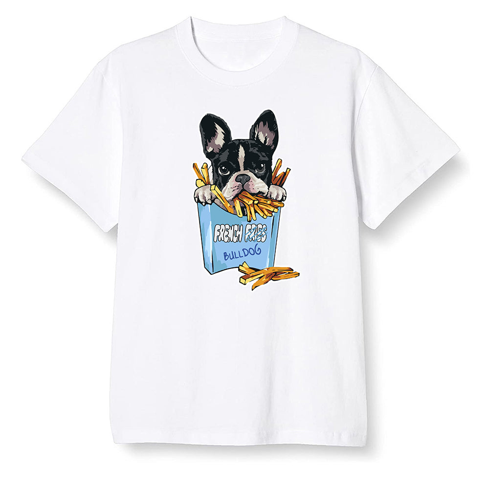Pop Colour AJ1 Retro High OG Hyper Royal - Cute dog eating french fries - White Men T-shirt