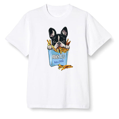 Pop Colour AJ1 Retro High OG Hyper Royal - Cute dog eating french fries - White Men T-shirt