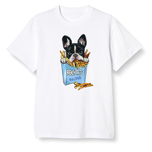 Pop Colour AJ1 Retro High OG Hyper Royal - Cute dog eating french fries - White Men T-shirt