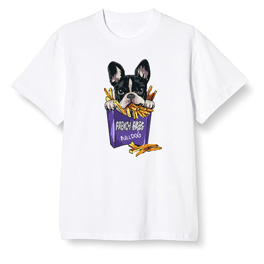 Pop Colour AJ1 Retro High OG Court Purple - Cute dog eating french fries - White Men T-shirt