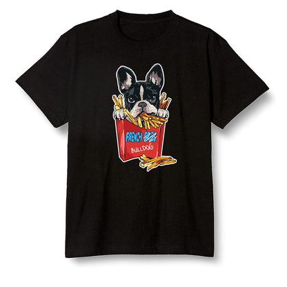 Pop Colour AJ1 Retro High OG Origin Story - Cute dog eating french fries - Black Men T-shirt