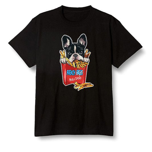 Pop Colour AJ1 Retro High OG Origin Story - Cute dog eating french fries - Black Men T-shirt