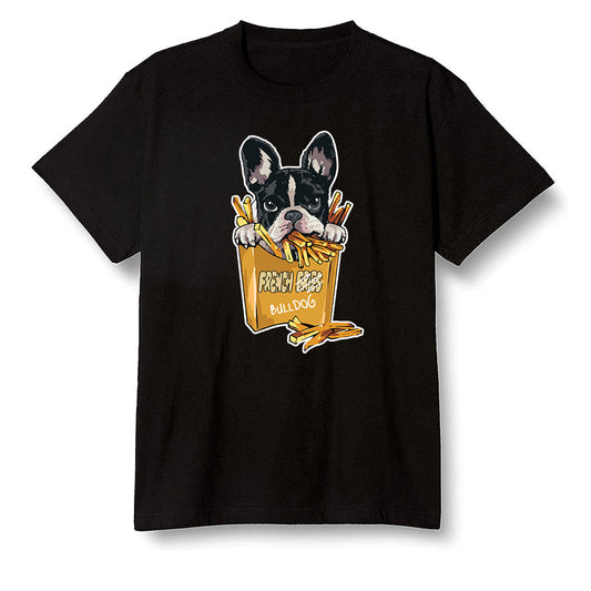 Pop Colour AJ1 Retro High OG Rookie Of The Year - Cute dog eating french fries - Black Men T-shirt