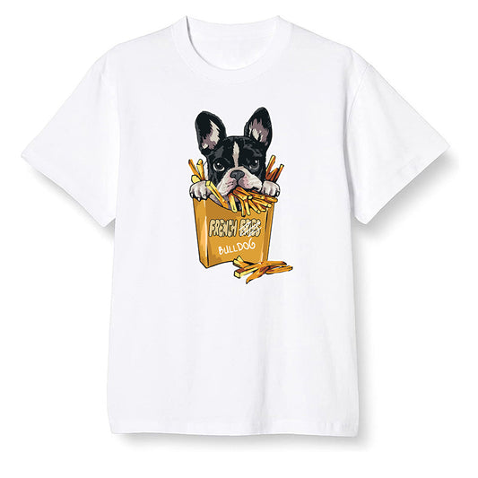 Pop Colour AJ1 Retro High OG Rookie Of The Year - Cute dog eating french fries - White Men T-shirt