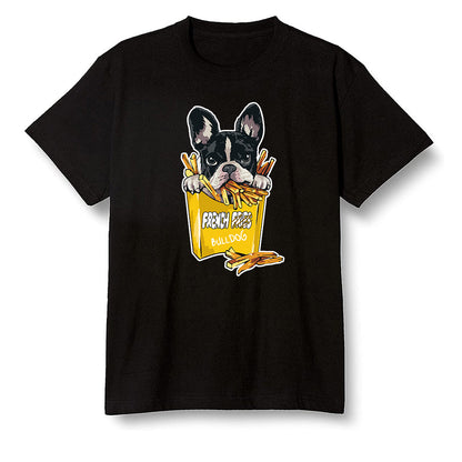 Pop Colour AJ1 Retro High OG Pollen - Cute dog eating french fries - Black Men T-shirt