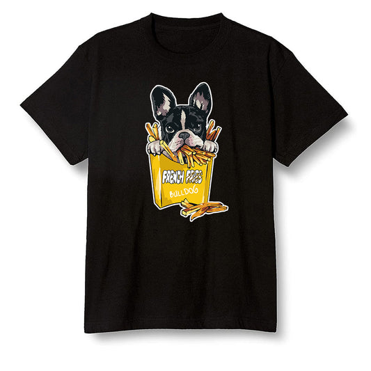 Pop Colour AJ1 Retro High OG Pollen - Cute dog eating french fries - Black Men T-shirt