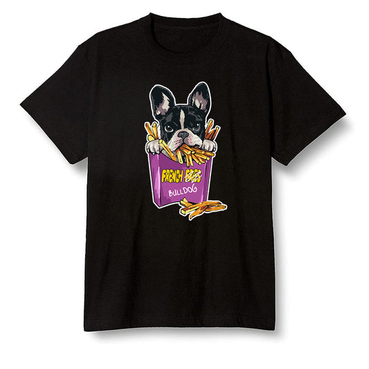 Pop Colour AJ1 Retro High OG Brotherhood - Cute dog eating french fries - Black Men T-shirt