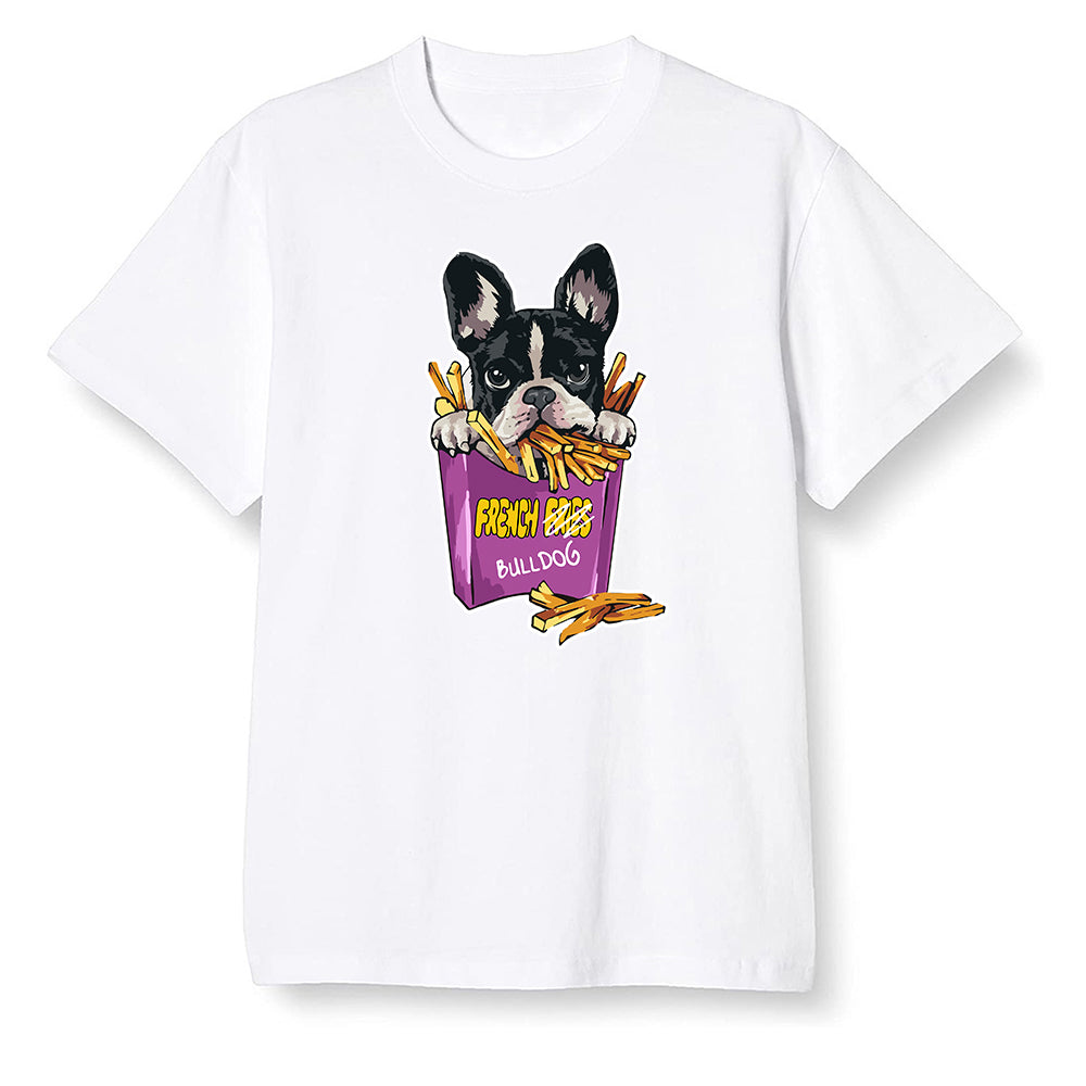 Pop Colour AJ1 Retro High OG Brotherhood - Cute dog eating french fries - White Men T-shirt