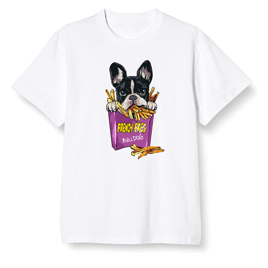Pop Colour AJ1 Retro High OG Brotherhood - Cute dog eating french fries - White Men T-shirt