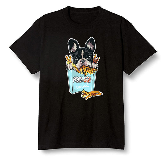 Pop Colour AJ1 NRG Joint Model - White - Cute dog eating french fries - Black Men T-shirt