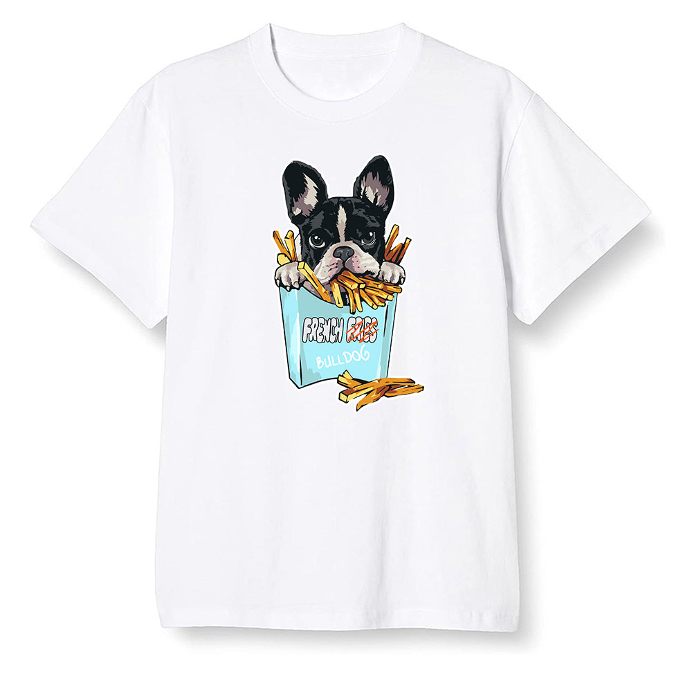 Pop Colour AJ1 NRG Joint Model - White - Cute dog eating french fries - White Men T-shirt