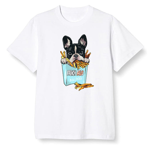 Pop Colour AJ1 NRG Joint Model - White - Cute dog eating french fries - White Men T-shirt