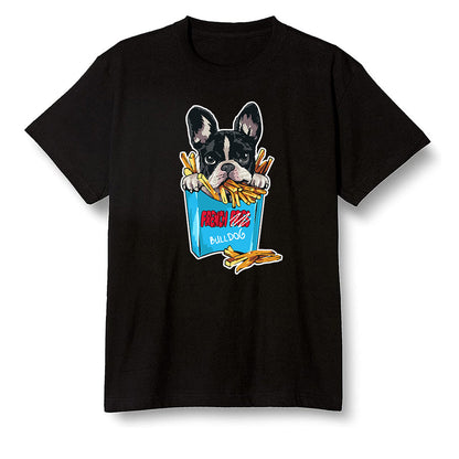 Pop Colour AJ1 NRG Joint Model - UNC - Cute dog eating french fries - Black Men T-shirt