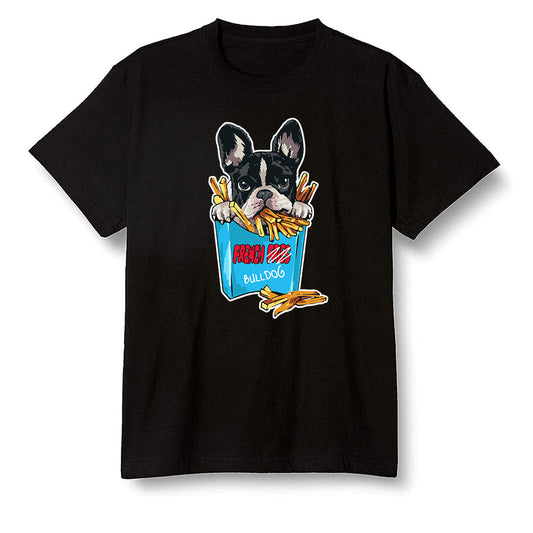 Pop Colour AJ1 NRG Joint Model - UNC - Cute dog eating french fries - Black Men T-shirt