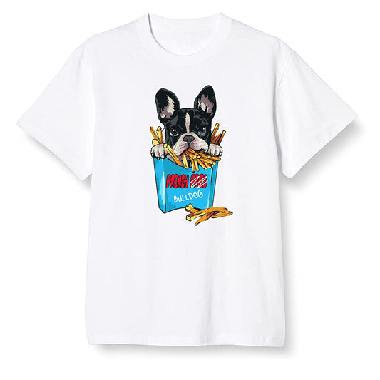 Pop Colour AJ1 NRG Joint Model - UNC - Cute dog eating french fries - White Men T-shirt