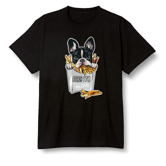Pop Colour AJ1 Retro High '85 OG Neutral Grey - Cute dog eating french fries - Black Men T-shirt