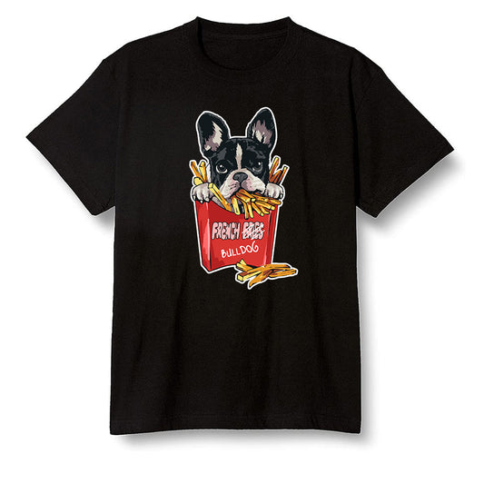 Pop Colour AJ1 High OG Satin Snake Chicago - Cute dog eating french fries - Black Men T-shirt