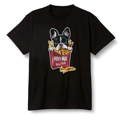 Pop Colour AJ1 Retro High OG SP White/Royal/Varsity Red/Black - Cute dog eating french fries - Black Men T-shirt